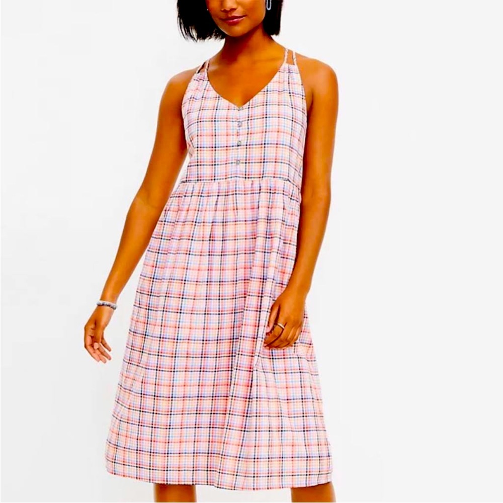 Loft Plaid Multi-Colored Midi Skirt